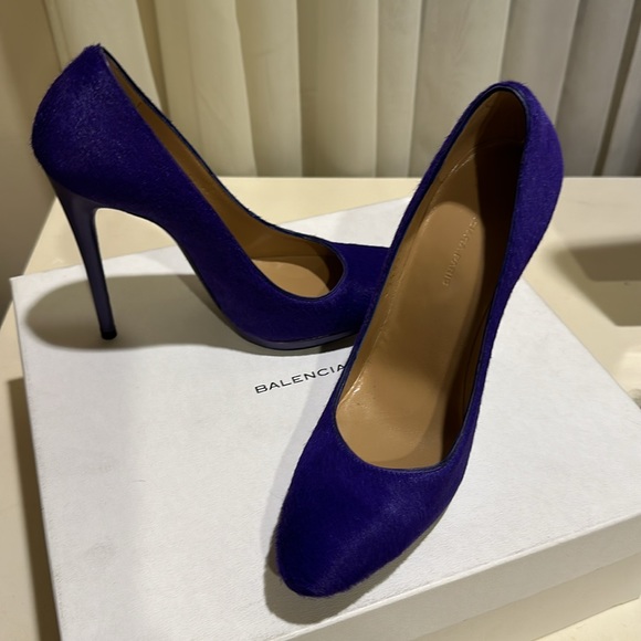 NWT BALENCIAGA VIOLET PONY HAIR PUMPS SIZE  36 IT - Picture 14 of 15